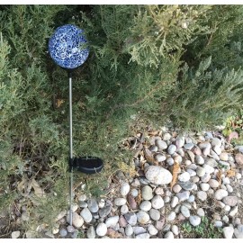 BALL Solar Blue Mosaic Glass Ball Light, Garden Decor Landscape Globe Multi-Color LED