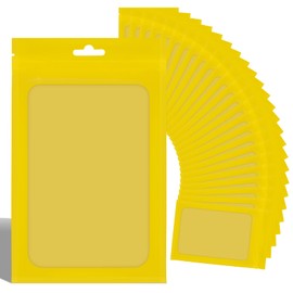 LODROC 100 bolsas resellables de Mylar con ventana transparente, 3.5 x 4.7 pulgadas, bolsa a prueba de olores, bolsa de embalaje de granos de café para alimentos, suministros de almacenamiento autosellado, joyería electrónica, fiesta, amarillo