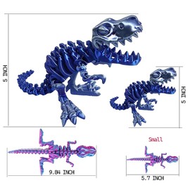 YNTOXIN Small 4PCS 6" 3D Printed Dinosaur, Articulated Dinosaur Fidget Toy, Flexible Pearly Sheen Tyrannosaurus Home Office Decor Desk Toy Small B