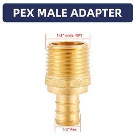 Lead-Free Brass 1/2" Pex Fittings,1/2 Pex Male Adapter, PEX 1/2" x 1/2" NPT Male Threaded Adapter, 1/2" Pex to 1/2" Male NPT Fittiings 4pcs(PEX 1/2" x 1/2" NPT Male)