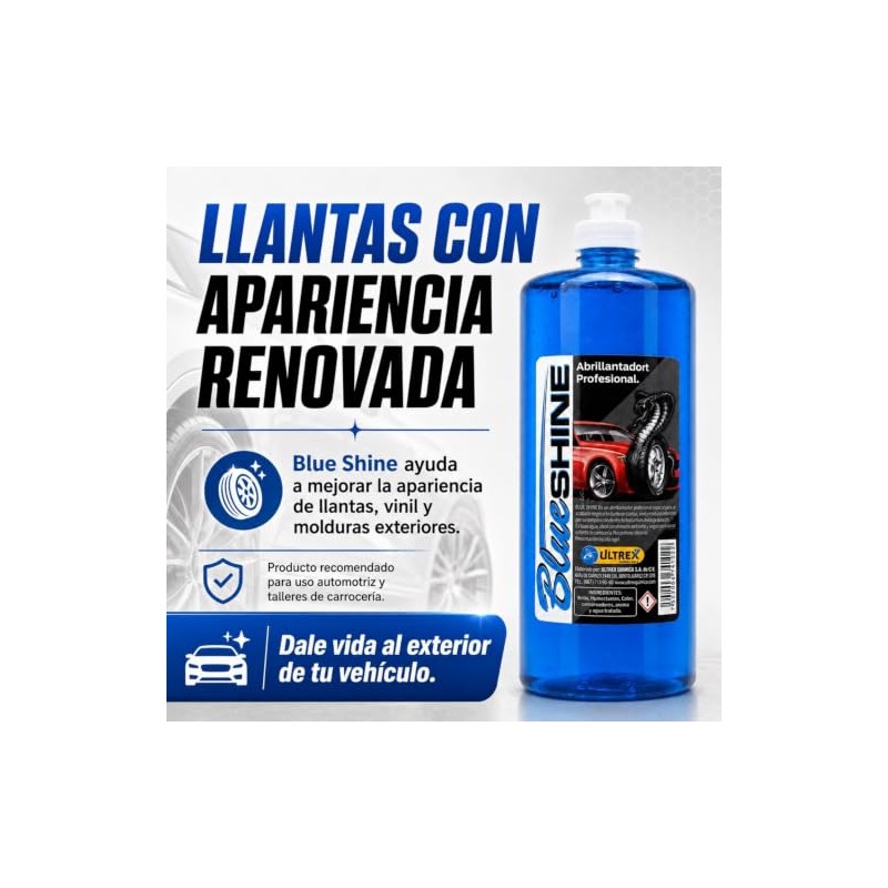 Blue Shine Protector Abrillantador Gel Almorol para Llantas Brillo Intenso