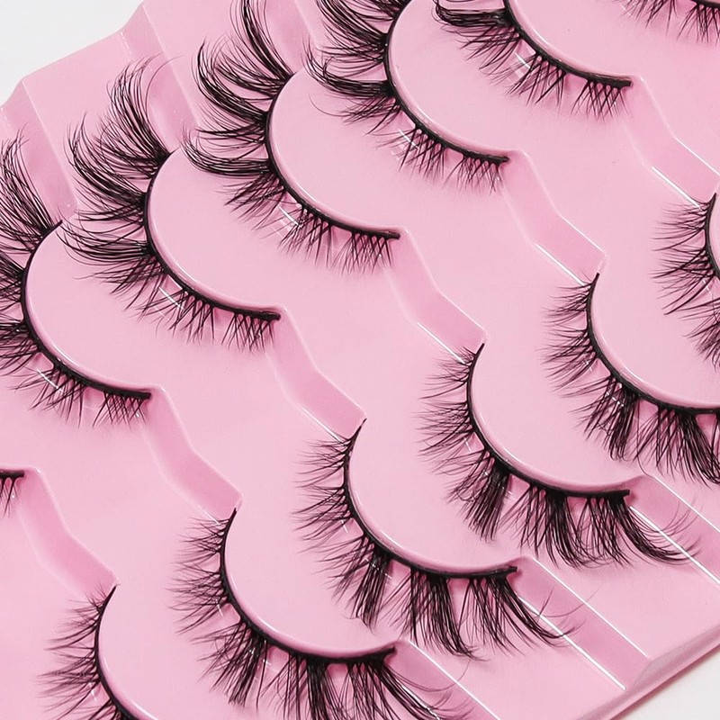 AKARA Natural Eyelashes, 7 Pairs, 3D False Eyelashes, Fake Lashes,