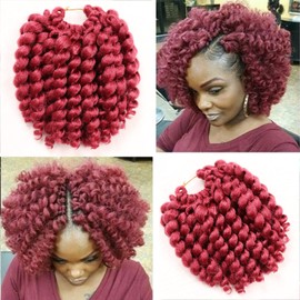 8 Inch Jamaican Bounce Crochet Hair 22 Strands Jumpy Wand 4 Packs Curly Crochet Hair for Black Women (8 Inch (Pack of 4), #BUG)