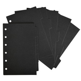 DY.2ten A7 Binder Dividers for 6-Holes Ring Binder, 1/5 Cut Tabs, Pack of 2 Sets (10pcsTotal), Sturdy Black Paper, for School Office Home