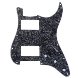 Musiclily Pro 11 Holes HH Strat Pickguard 2 Humbucker Guitar Pickguard for Fender American/Mexican Standard Stratocaster Modern Style Electric Guitar, 4-Ply Black Pearl