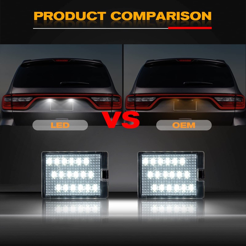 Gempro LED License Plate Lights Assembly for Dodge Durango 2014-2022