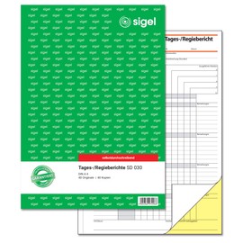 SIGEL SD030 Tagesbericht / Regiebericht A4, 2x40 Blatt, selbstdurchschreibend, 1 Stück, aus nachhaltigem Papier