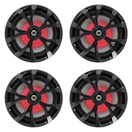 Rockville (4) Rockville RKL80MB 8" 900 Watt Black 2-Way Marine Boat Speakers w/LED's