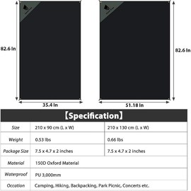 GEERTOP Portable Ultralight Tent Footprint Waterproof Ground Sheet Mat for Camping Hiking Backpacking Outdoor Picnic tent  footprints - Size: 83" x 51"