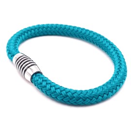 Bracelet "Aqua" made of colour-intensive paracord sailing rope with black enamelled stainless steel magnetic clasp., Nylon