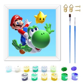 Gsnoniwi Painting by Numbers for Children and Adults, DIY Hand-Painted Kits with 2 Brushes and Frame, 20 x 20 cm, Painting by Numbers Junior for Home Decoration and Gifts