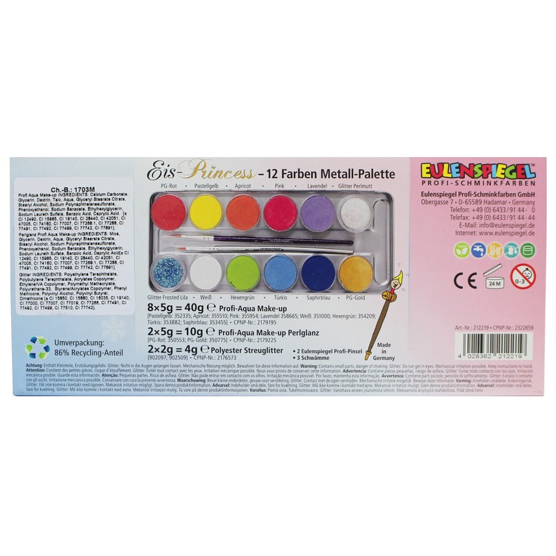 EULENSPIEGEL Schminkpalette Eisprinzessin 17 Teile Metalletui