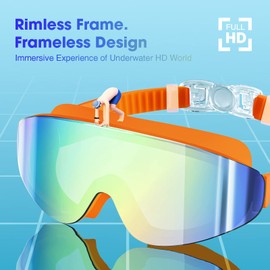 EasYoung Kids Swim Goggles for Age 6-12, 2-Pack Frameless Kids Goggles for Swimming, Anti-Fog, Waterproof, Boys & Girls