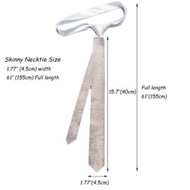 FashPalace Ties for Men Michael Costume Crystal Rhinestone Skinny Necktie 155cm/61'' Silver/Black/Rainbow (Rainbow)