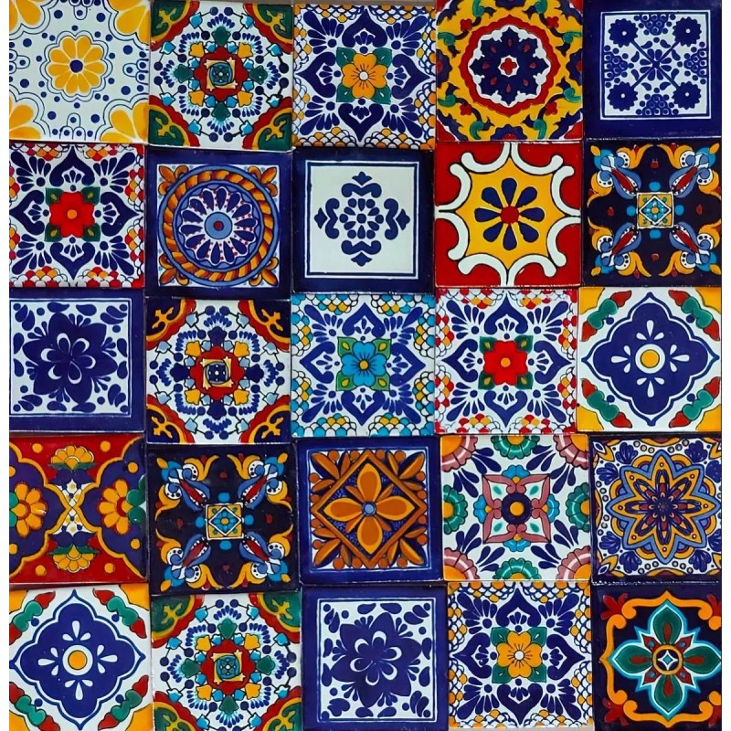 Escanver 80 Piezas Azulejo Talavera 10cm Diferentes Colores Confeti