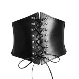 NYGGTYK 1 x Corset Belt, Black Corset, Pirate Corset for Women, Gothic Style, Elastic Waistband, Suitable for Daily Clothing Adjustment, Role Play, black