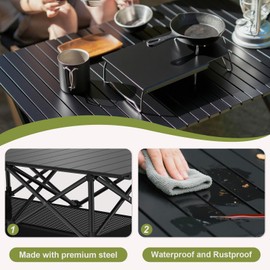 Hsundries Folding Camping Table,Portable Roll-up Picnic Table with Carry Bag & Mesh Storage,Lightweight Camp Table for Camping,Picnic,Backyard,Party,Patio,BBQ