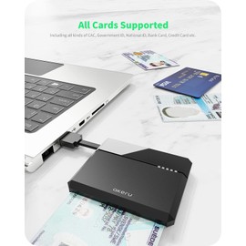 AKERU Lector de tarjetas CAC portátil DOD Lector de tarjetas inteligentes militares, compatibilidad universal, para Mac/Windows con indicador LED, lector de tarjetas compacto PIV y chip de