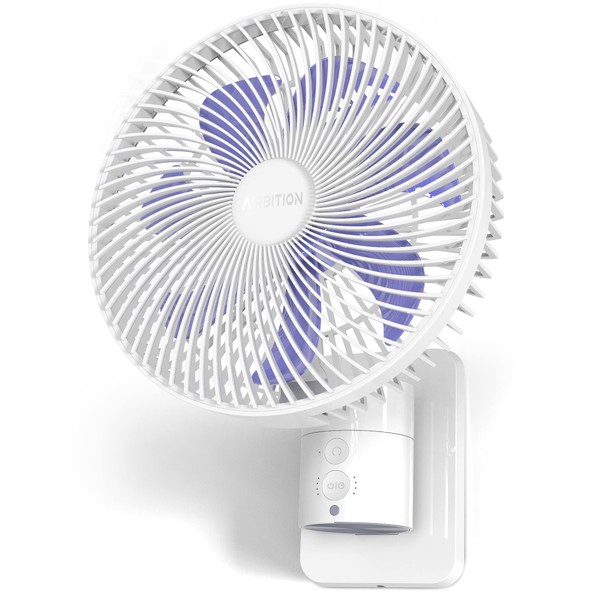 Airbition 8” Small Wall Mount Fan with Remote Control, 90°Oscillating, 4 Speeds, Timer, Included 120° Adjustable Tilt, High Velocity, 70Inch Cord, for RV Bedroom Home Office Garage