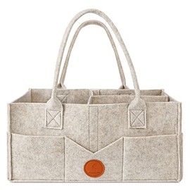 Maliton Organizador de Pañales para Bebé, Organizador de Pañales de Fieltro de 38 x 23 x 18 cm con Múltiples Bolsillos y Compartimentos Flexibles, Canasta Organizadora Bebé