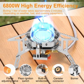 Jalann Camping Gas Stove, Portable Camping Stove Outdoor, 3500W Windproof Fishing Gas Stove with Piezo Ignition, Single Head Camping Gas Burner for BBQ, Hiking, Camping, Trekking, Picnic