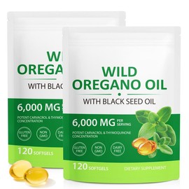 acentiallabs Oil of Oregano with Black Seed Oil Softgels, Oregano Oil Softgels, 120 Count Healthcare Dietary Fitness Vitamin Supplement Edible Nutrition Green - Specification: acentiallabs Oil of Oregano with Black Seed Oil *2