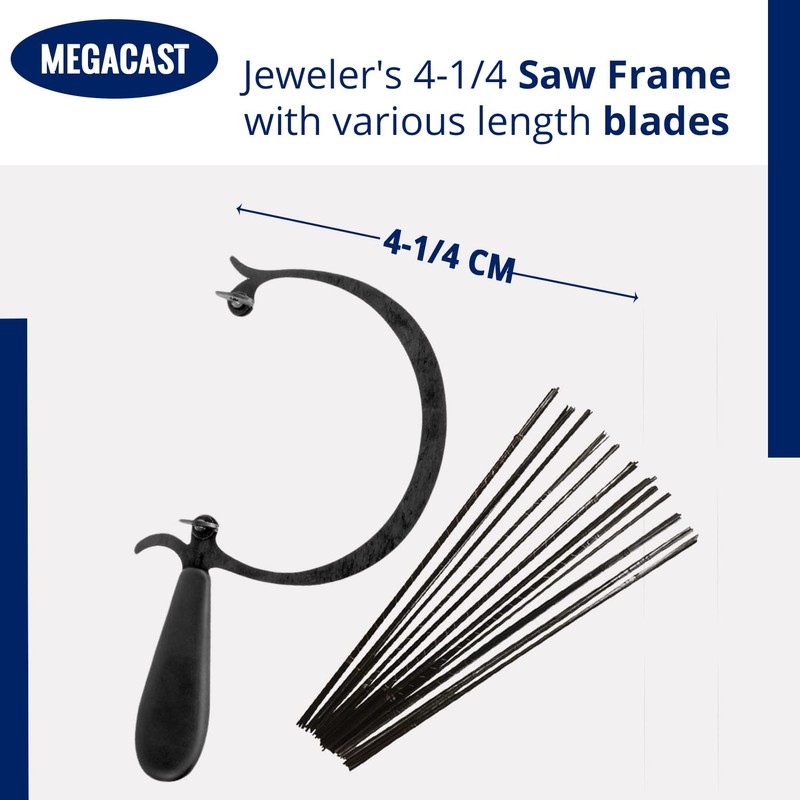 Megacast CURVED JEWELERS SAW FRAME with 144 ASSORTED JEWELERS SAW
