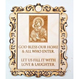 Homemade "Bless This Home" Wooden Wall Plaque in Religious Frame Christian Sign