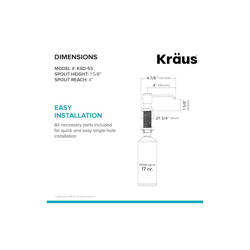KRAUS Boden Kitchen Soap and Lotion Dispenser in Brushed Brass,