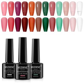 MIZHSE Jelly Gel Nail Polish Set 12 Color, Clear Translucent Spring Gel Polish 7ml, Sheer Manicure Kit UV LED Soak Off Varnish for Home Salon Gift