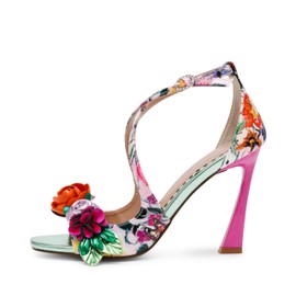 Betsey Johnson Women's Mikah Heeled Sandal, Pale Pink Floral, 10