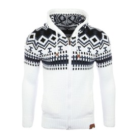 Reslad RS-3104 Men's Chunky Knit Norwegian Sweater Winter Cardigan Hoodie - xl