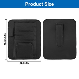12.5 × 15.5cm Universal Auto Visier Organizer,Multifunktionaler Visor Suto Organizer Clip,Kartenhalter Einstellbare Sonnenblende Organizers,Schwarz Sonnenblende Organizers Klein,für Brillen,Karten