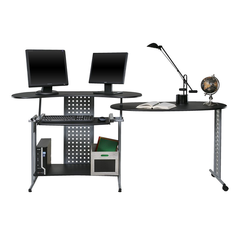 OneSpace Regallo Expandable L-Shaped Desk, Office Computer Desk with 2
