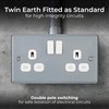 BG Electrical Double Switched Power Plug Wall Socket, Metal Clad,