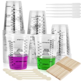Celepoir 50 Pcs Epoxy Resin Mixing Cups, Resin Mixing Cups 240 ml & 8 oz with Stirrers Sticks, Paint Mixing Cups & Pipette, Measuring Cups for Resin for Precise Dosing & Mixing of Liquids & Paint