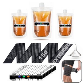 Resder 15 Pcs Urine Test Complete Kit Includes 3 Transparent Leakproof Bags,10 Adhesive Temperature Test Strips,59" Adjustable Leg Straps,Filling Funnel,Portable Travel Urine Test Bag