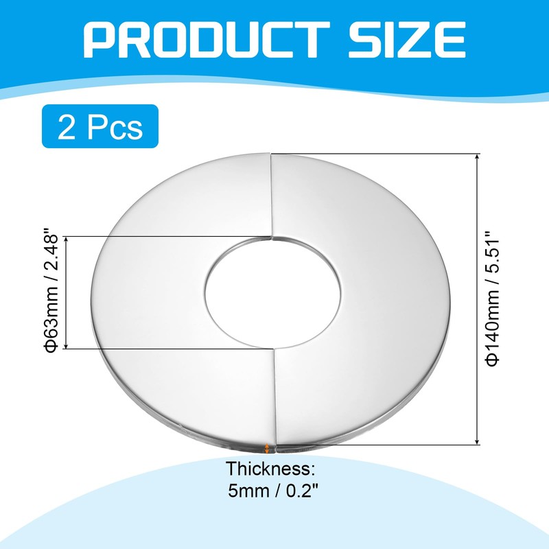PATIKIL Wall Split Flange 2.5" (63mm),2 Pcs Stainless Steel Round