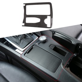 DIYUCAR For Benz C Class W204 2008-2013 ABS Chrome Car Center Control Cup Holder Protect Decoration Frame Trim Accessories Right Hand Drive (Carbon fiber)