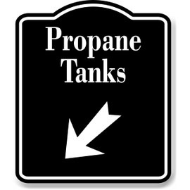 Propane_Tanks_45_Degree_Down_Left_Arrow_BLACK Aluminum Composite Sign, 8.5"x10"