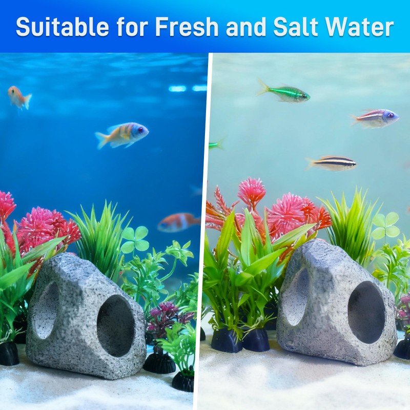 ZHABAYEN 10PCS Fish Tank Decorations Aquarium Plants with Ceramic Cave