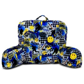 iscream + Corey Paige Designs Silky Soft Plush Lounge and Reading Bed Support Pillow - Play Hockey