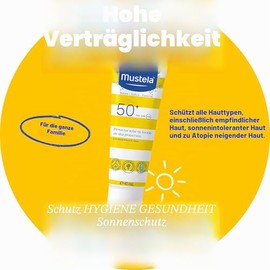 Mustela Sun Lotion SPF 50, Face, Body, with Avocado Perseosis, Babies, Children, Whole Family, Suitable for Pregnancy - Very High Protection Against UVB and UVA Rays (40 ml)
