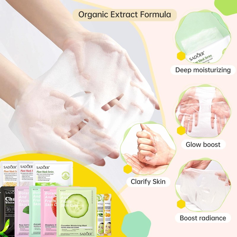 Face Masks Skin Care (Pack of 8+2), Face Masks Beauty,