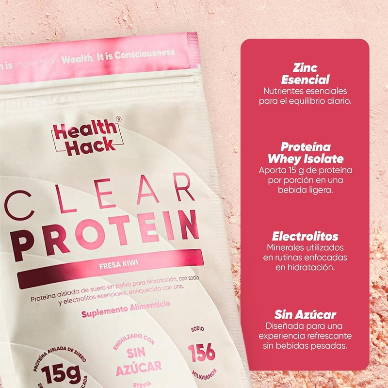 Health Hack Clear Whey Protein Water Powder with Electrolytes –