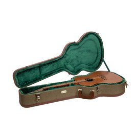 Crossrock Master Series- Wooden OM/Martin 000-14 Fret Acoustic Guitar Case- Security Lock, Genuine Leather Handle, Reinforced Hardware, Metal Feet, Storage Space- Olive Green Tweed (CRW720OMOG)