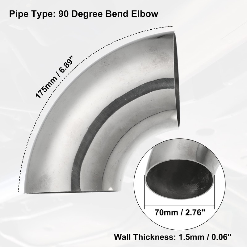 X AUTOHAUX 2pcs OD 2.75 Inch 90 Degree 1.5mm Thickness