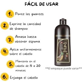 CAFÉ- Shampoo Tinte Instantáneo Para Cabello, Castaño, Con Extracto de Jengibre y Ginseng, 500ml Más 1 Sobre de Viaje de Regalo (30g) y Guantes, Cubre