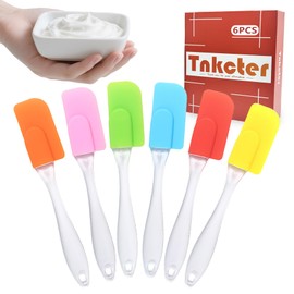 Tnkcter 6-Piece Mini Silicone Spatula Set, Small Heat-Resistant Rubber Spatulas for Baking, Cooking, Mixing, Non-Stick Kitchen Tools for Cakes, Cookies, Batter & Frosting