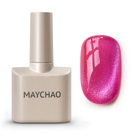 MAYCHAO 15ML Cat Eye Gel Nail Polish 1Pc Hot Pink Gel Polish with Magnet Soak off Holographic Magnetic Nail Polish for Nail Art Manicure Salon DIY at Home, 0.5 OZ